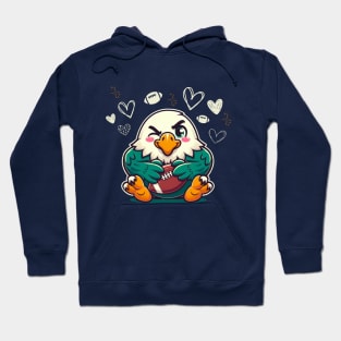 Adorable Eagle Mascot with Football - Sports Fan Art Hoodie